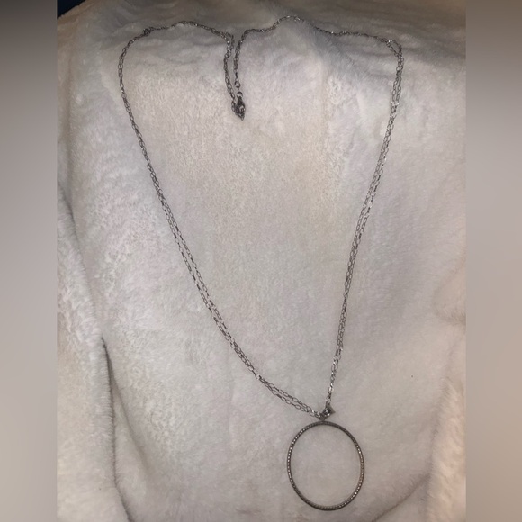 Made in Italy LIRM 925 Double Strands Long Silver Circle Pendant Necklace - Picture 8 of 12